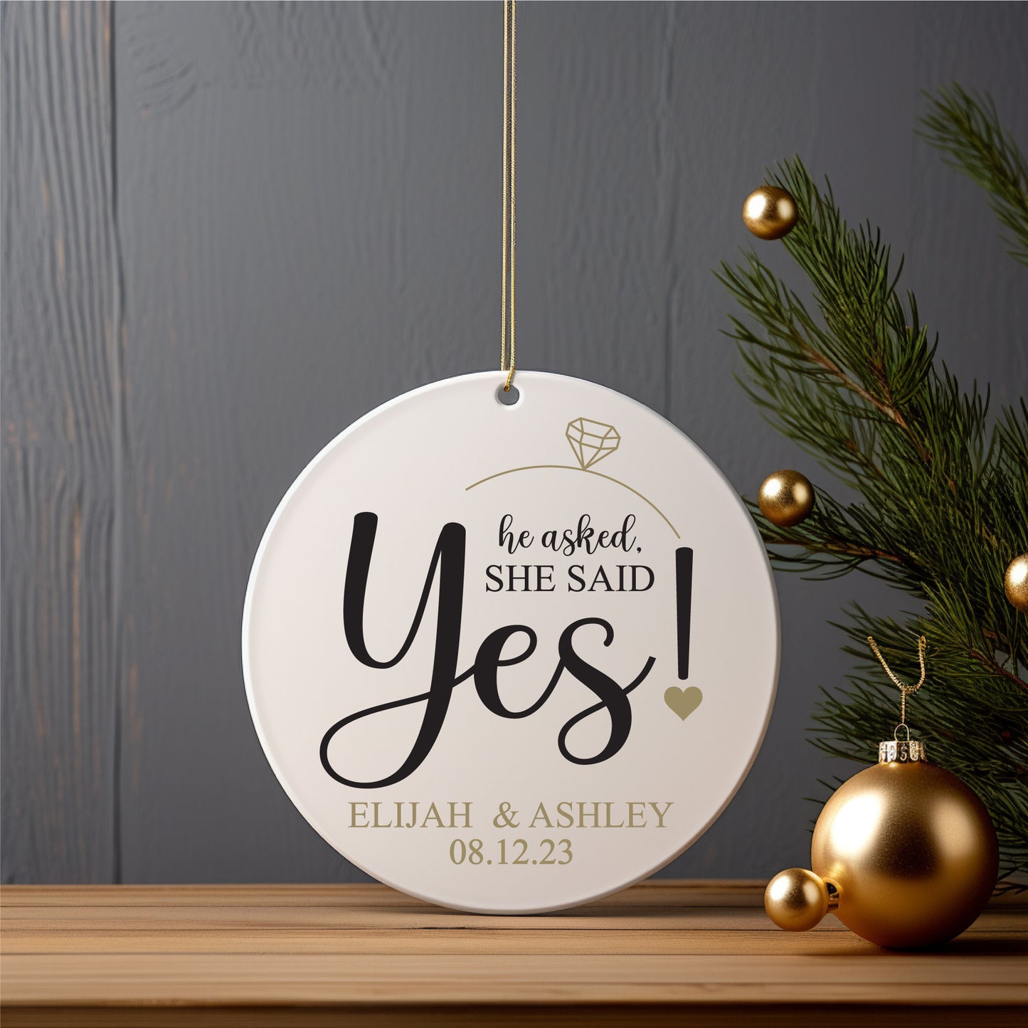 2023 Engagement Keepsake Christmas Ornament. He Asked, She Said Yes Ornament