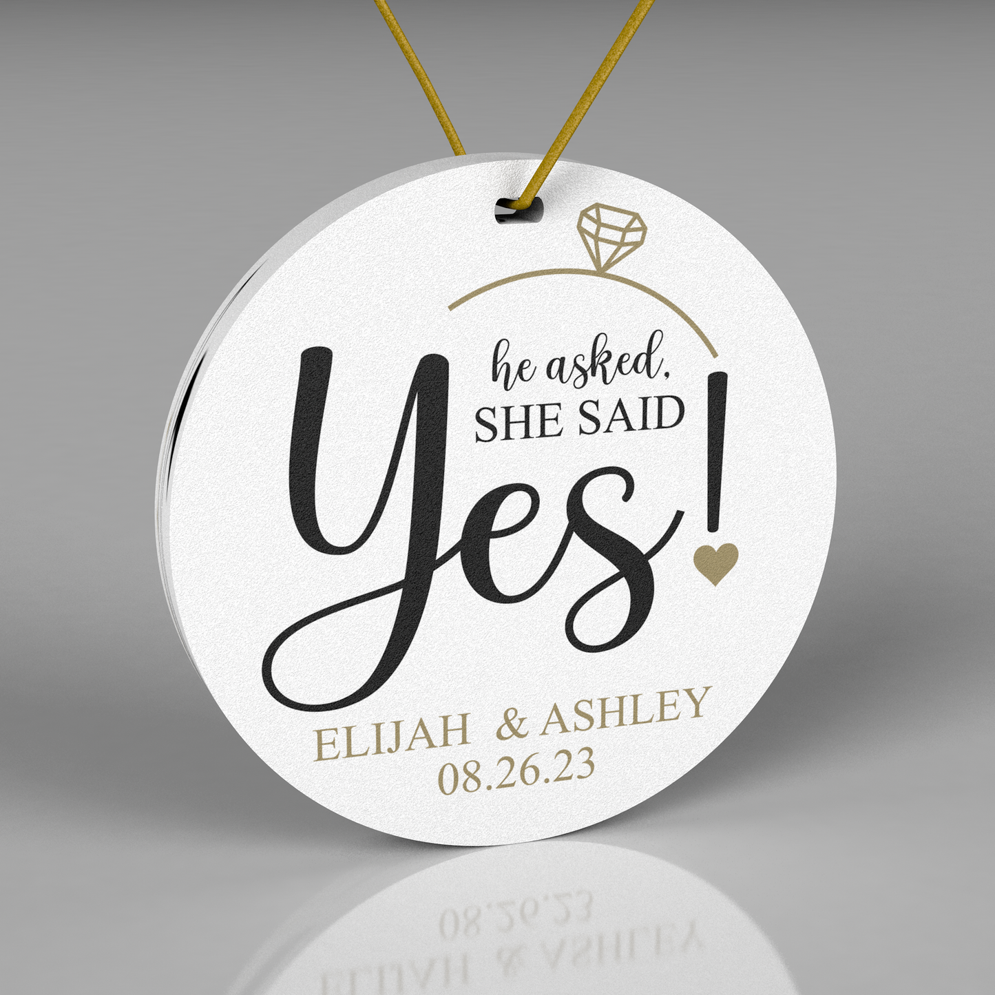 2023 Engagement Keepsake Christmas Ornament. He Asked, She Said Yes Ornament