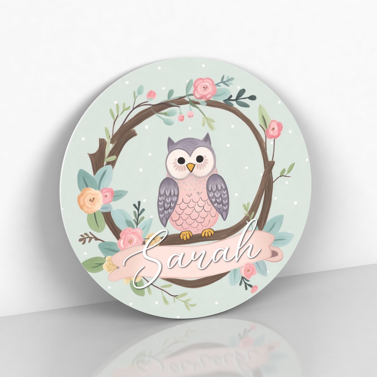 Personalized Name Sign with Woodland Owls - Name Sign for Baby Girl Nursery Wall - Newborn Girl Gift Idea