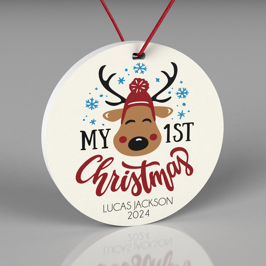 Personalized Baby's First Christmas Ornament 2024 - My First Christmas Keepsake Ornament