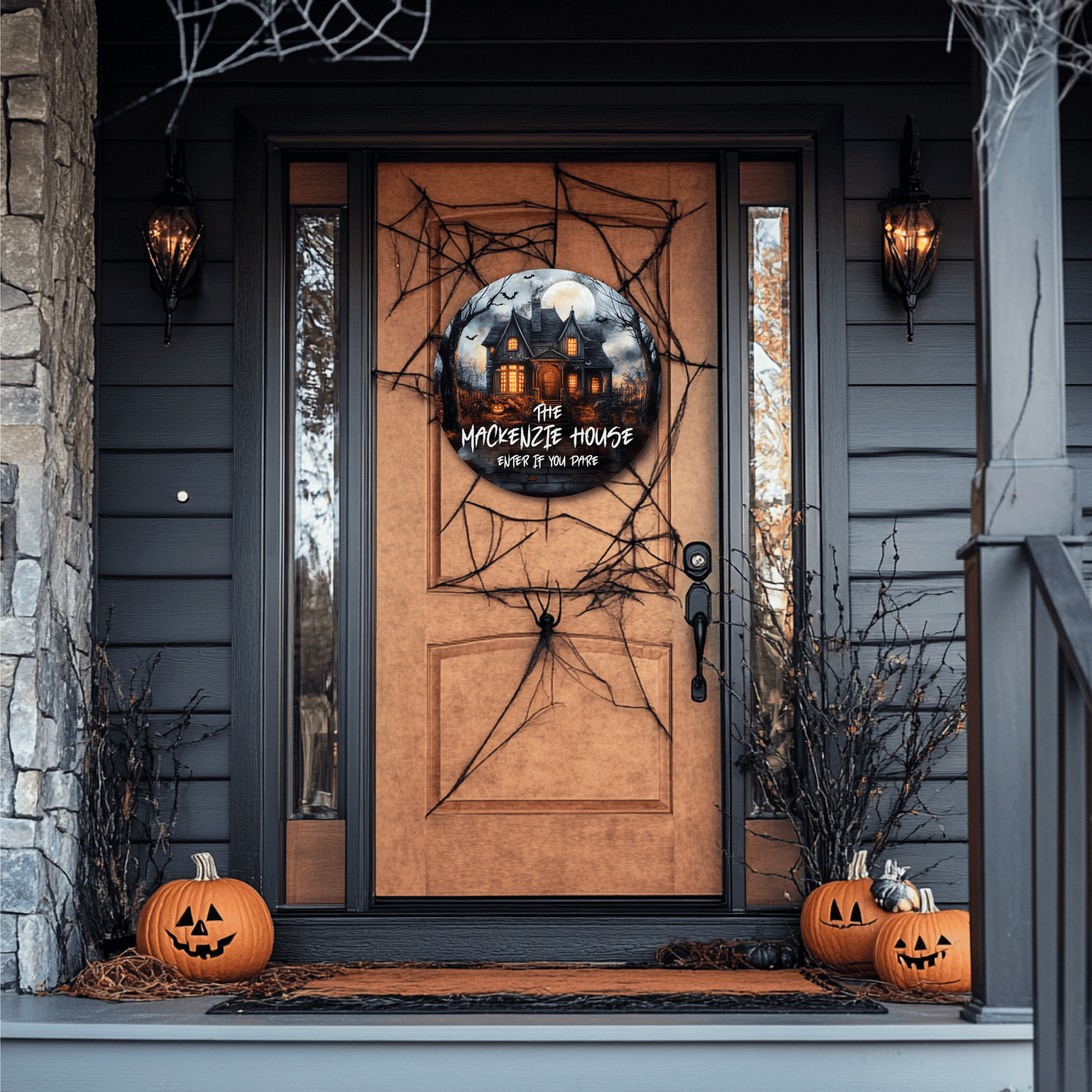 Personalized Halloween Door Sign - Halloween Door Hanger - Haunted House - Spooky Decoration