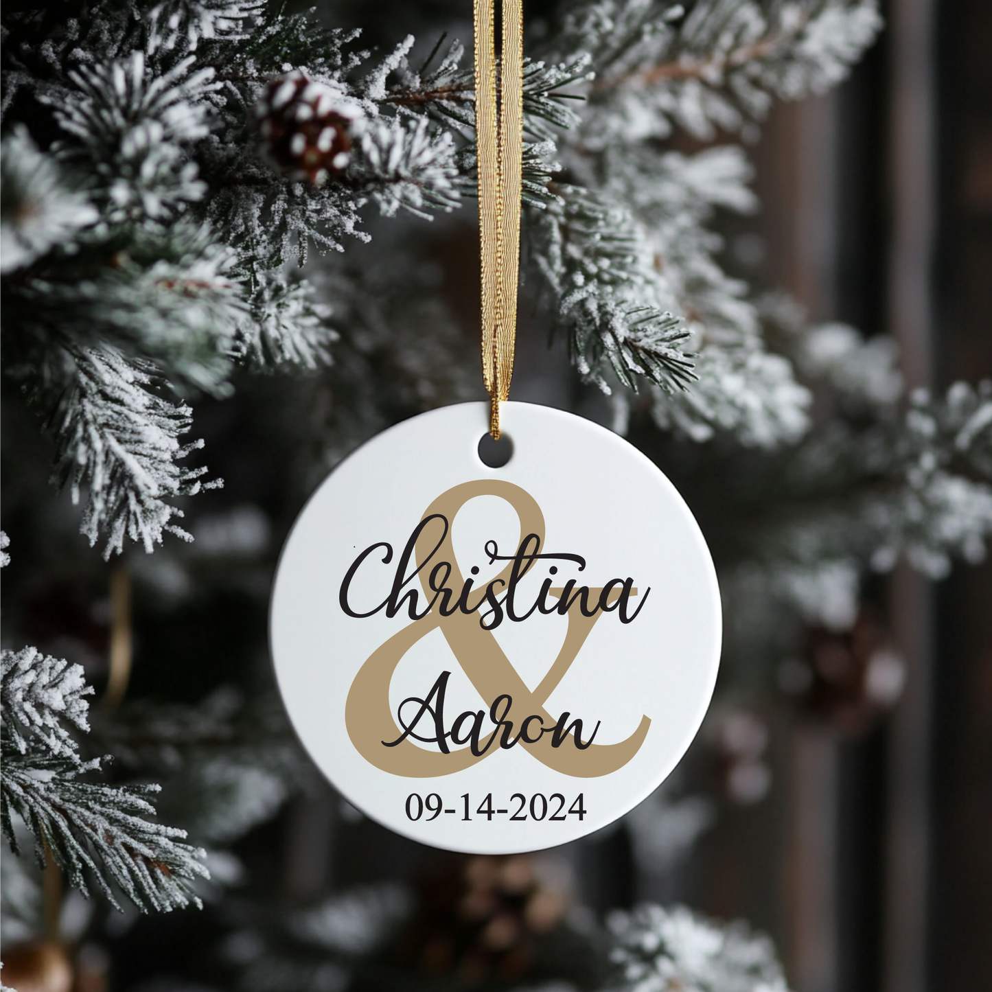 Personalized Couples Christmas Ornament for Engagement 2024, Wedding or New Couple Gifts with Gift Box