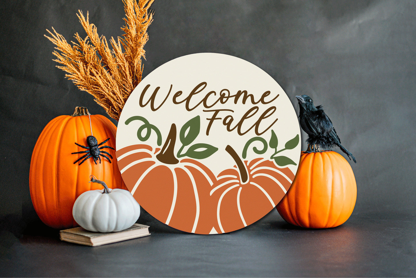 Welcome Fall Door Sign, Door Hanger, Halloween Home Decor, Autumn Home Decor, Front Door Art, Home Decor