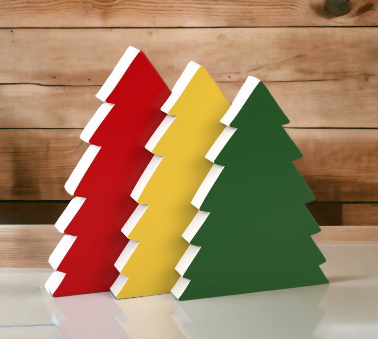 Christmas Tree Shelf Sitters - Christmas Shelf Decor - Christmas Home Decor