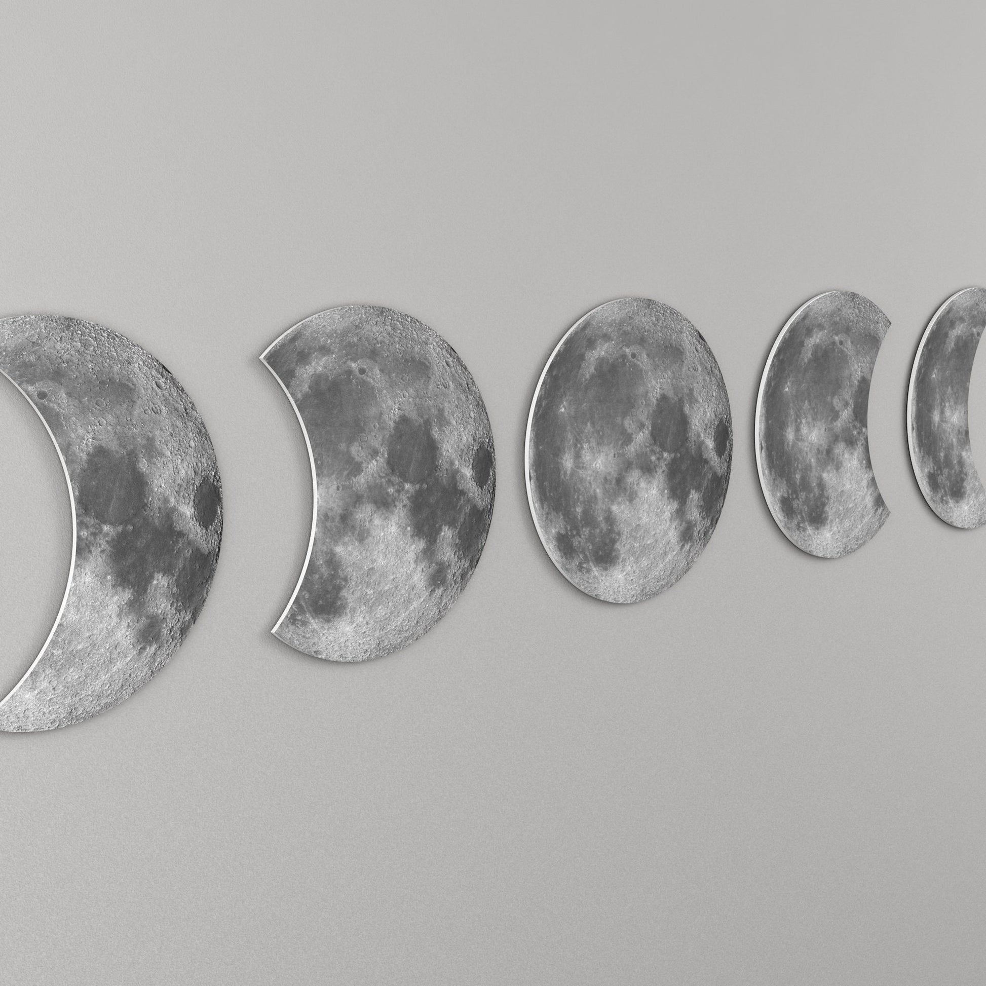 Moon Phases Wall Decor | Bedroom Wall Decor | Lunar Cycle Set of 5 | Crescent Moon Wall Art Set | Lunation Decor