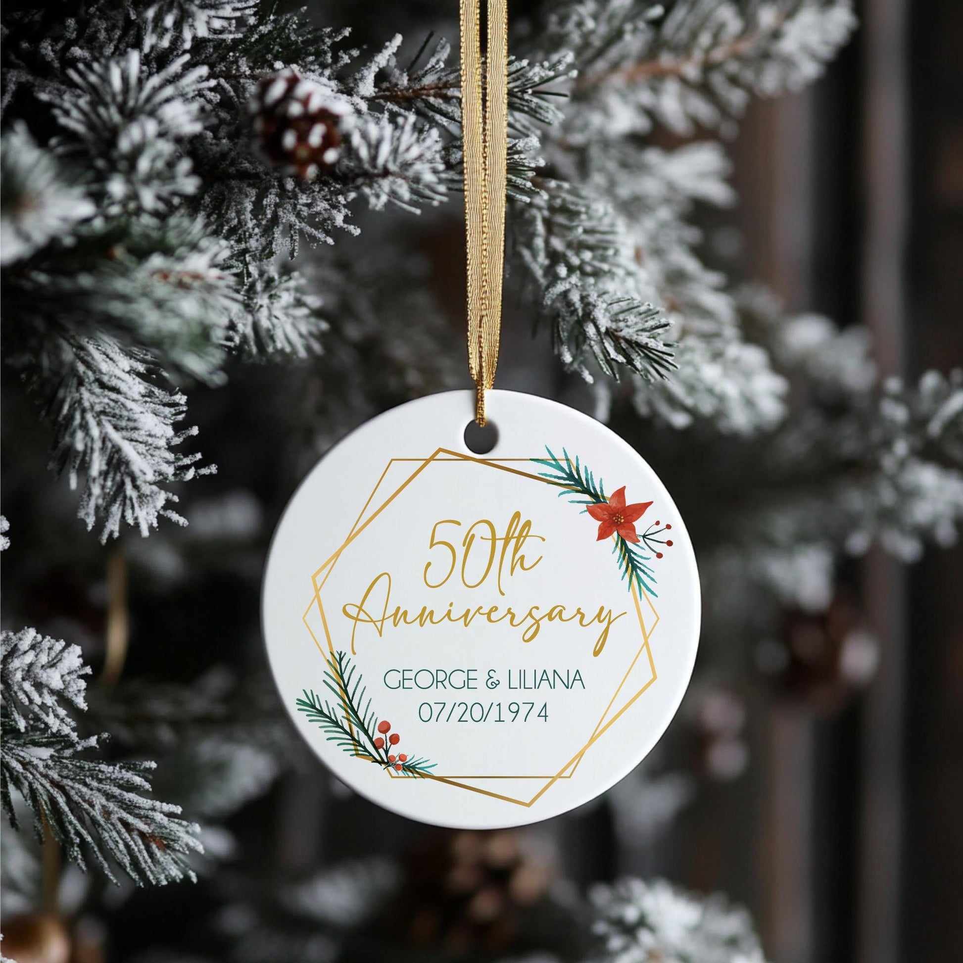 2024 Engagement Christmas Ornament, He Asked She Said Yes, Personalized Ornament with gift box