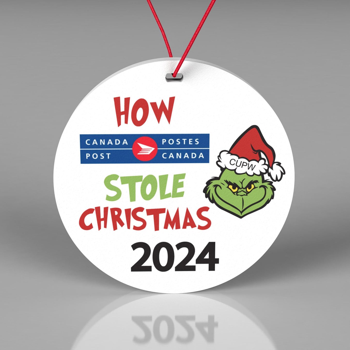 Canada Post Strike Ornament - How Canada Post Stole Christmas 2024 - Funny Christmas Ornament, Humorous Holiday Decoration - Mail Strike