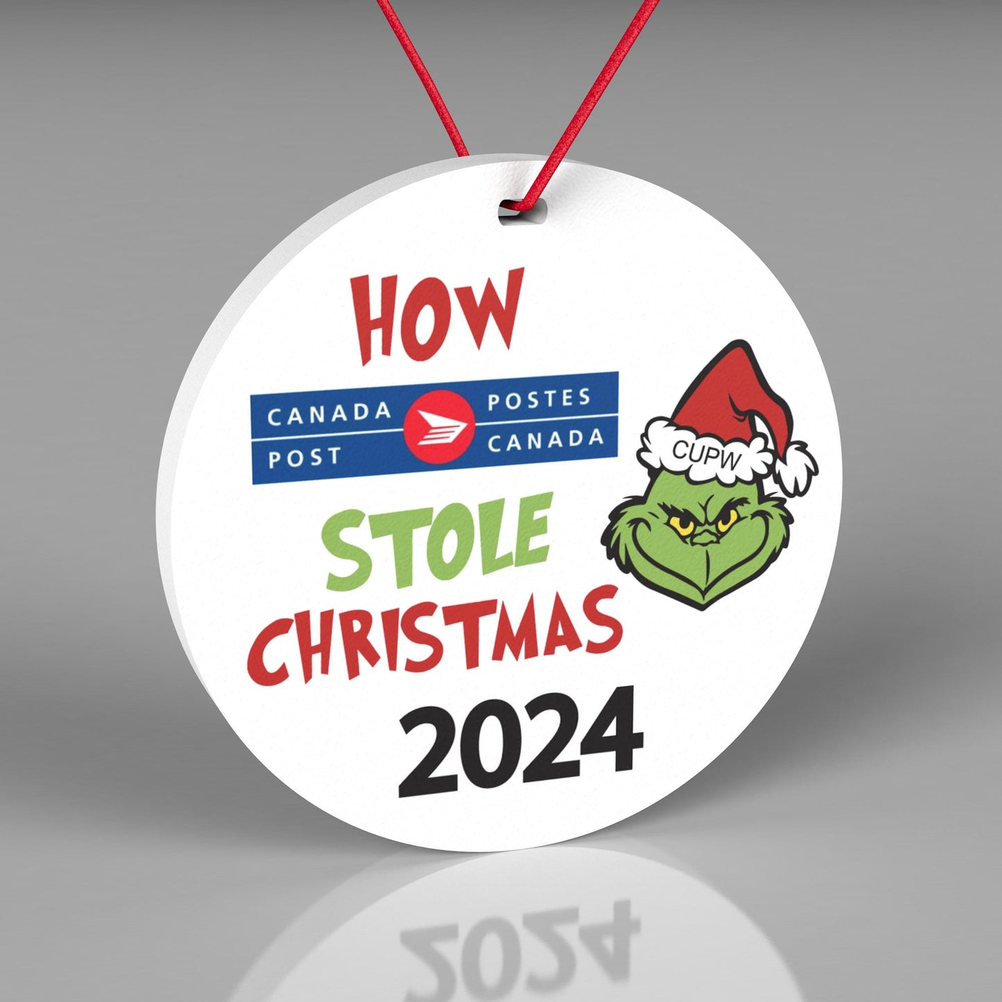 Canada Post Strike Ornament - How Canada Post Stole Christmas 2024 - Funny Christmas Ornament, Humorous Holiday Decoration - Mail Strike