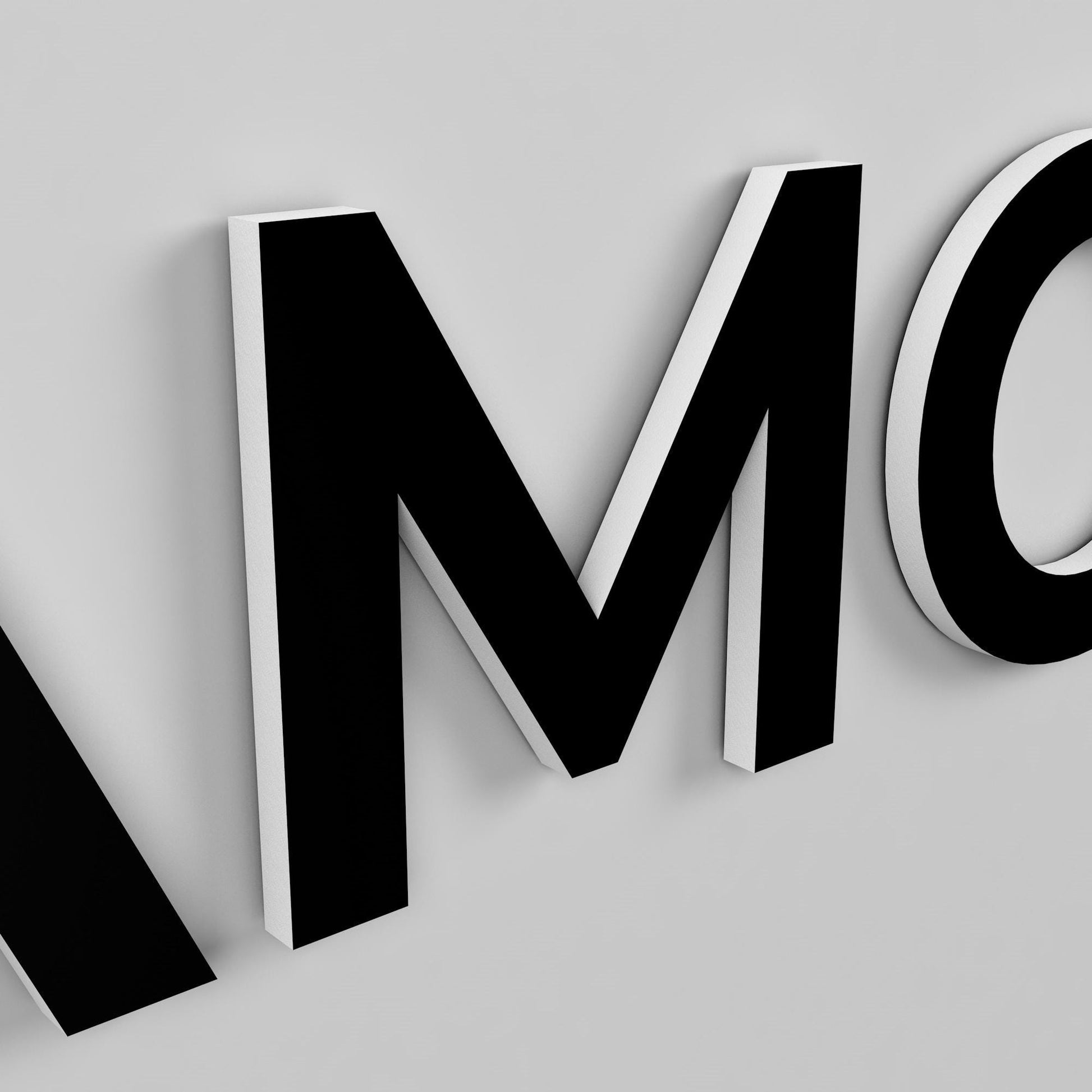 closer up of 3d PVC wall letters