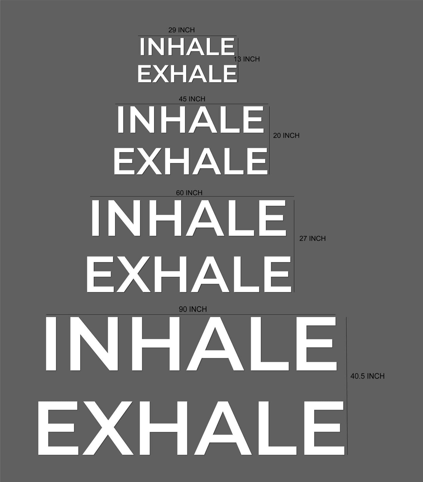 Yoga Studio Wall Letters Custom Signs for Meditation Room, 3D PVC Wall Letters for Yoga Room, Home Gym, Fitness Studio & Workout Room. INHALE EXHALE Wall Sign.