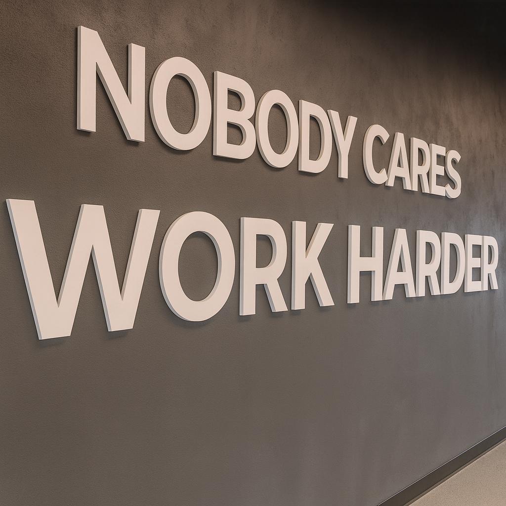 Gym Wall Letters “Nobody Cares Work Harder” — PVC Letters — Home Gym / Fitness Studio / Workout Room Motivational Sign