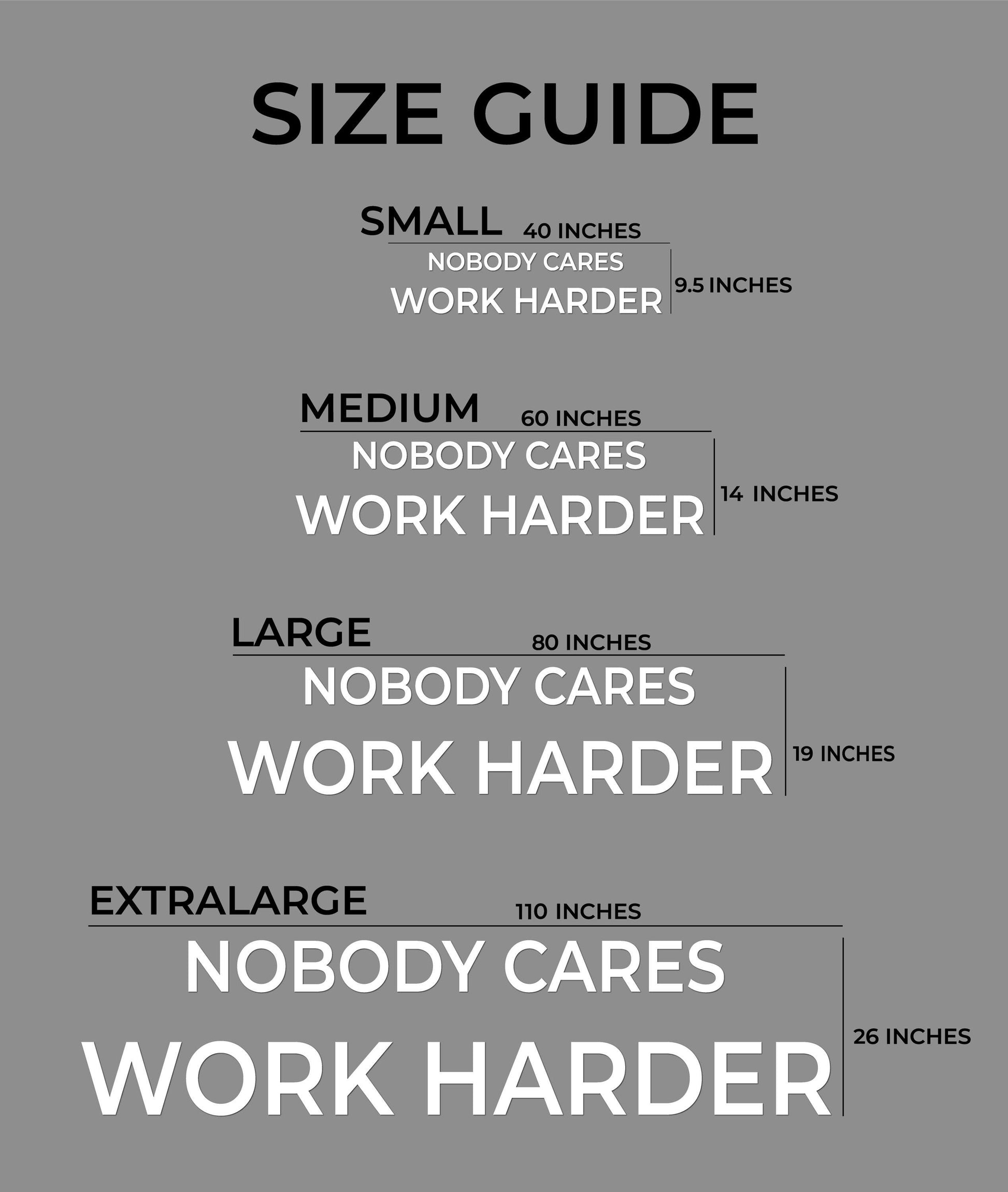 Gym Wall Letters “Nobody Cares Work Harder” — PVC Letters — Home Gym / Fitness Studio / Workout Room Motivational Sign