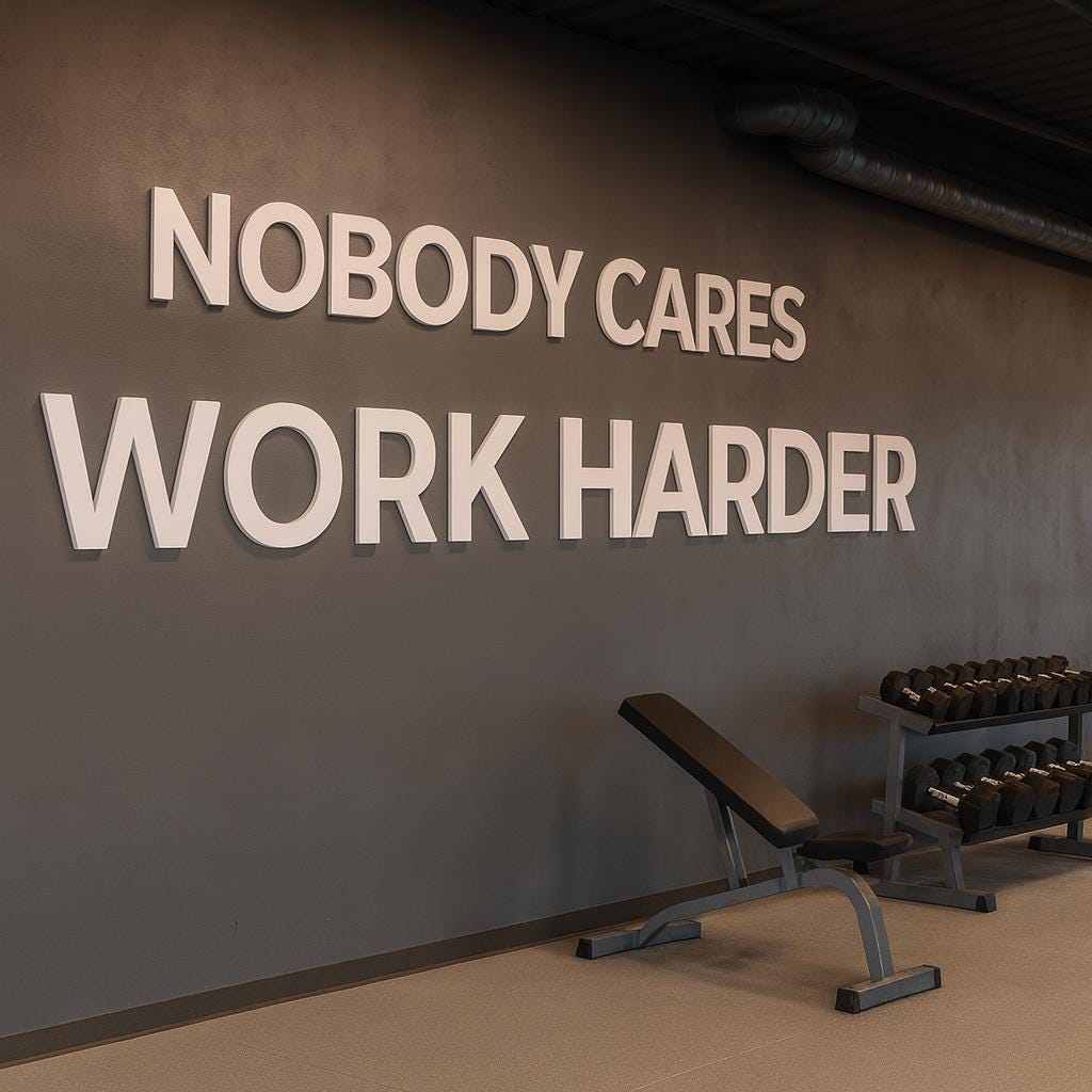 Gym Wall Letters “Nobody Cares Work Harder” — PVC Letters — Home Gym / Fitness Studio / Workout Room Motivational Sign