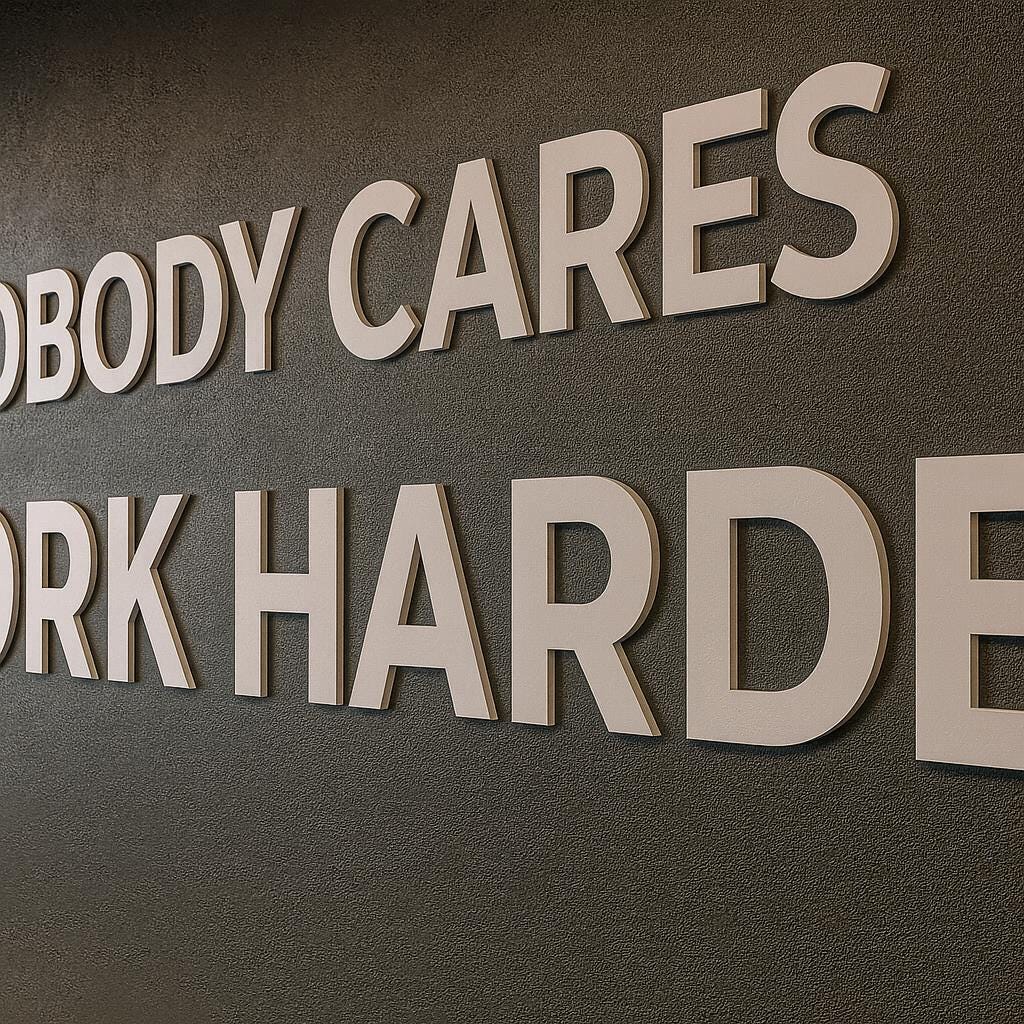 Gym Wall Letters “Nobody Cares Work Harder” — PVC Letters — Home Gym / Fitness Studio / Workout Room Motivational Sign