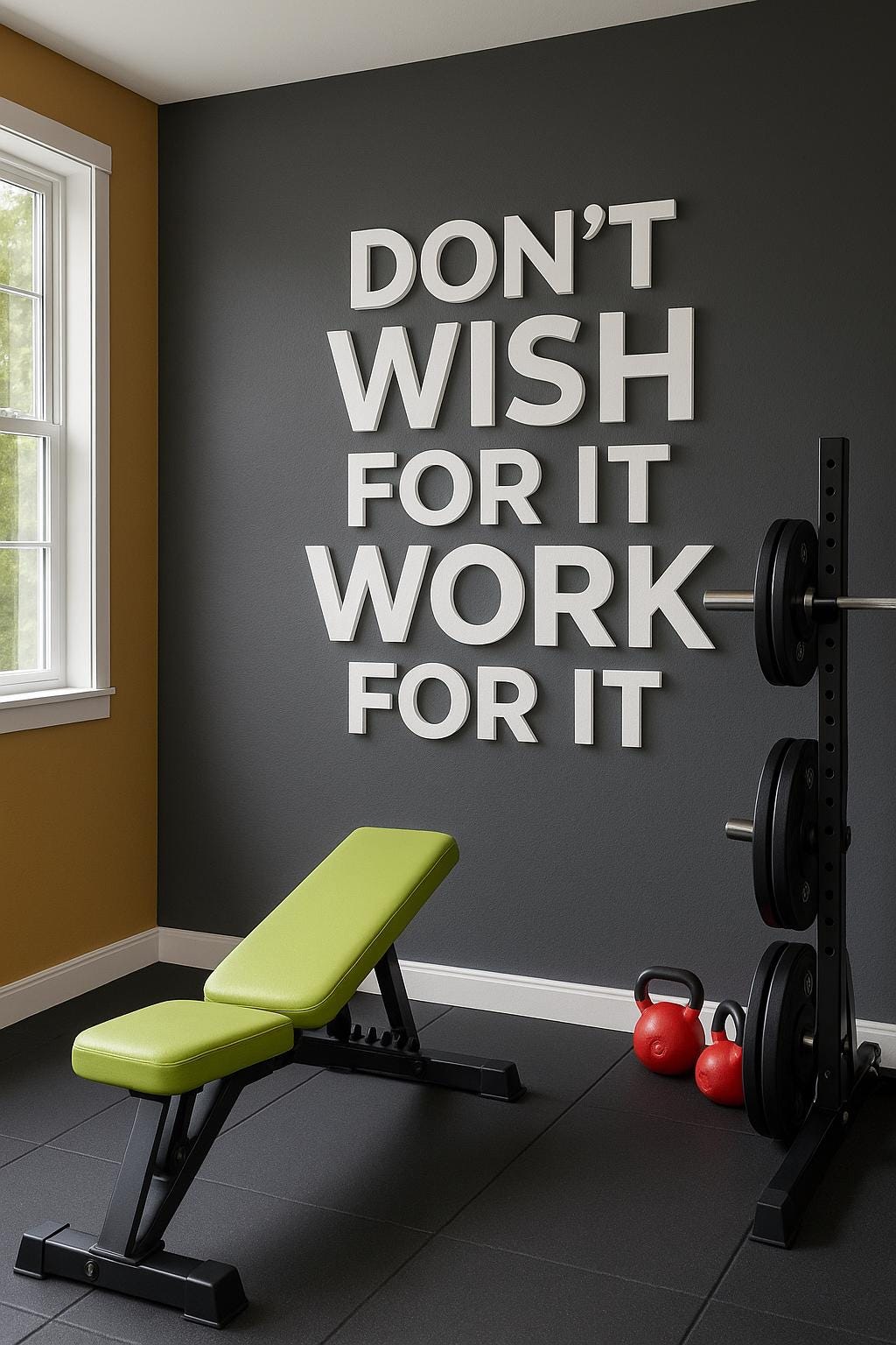 Don't Wish For It Work For It | 3D Gym Wall Quote | PVC Motivation Sign | Home Gym Decor | Fitness Room Wall Letters | Workout Inspo Gift