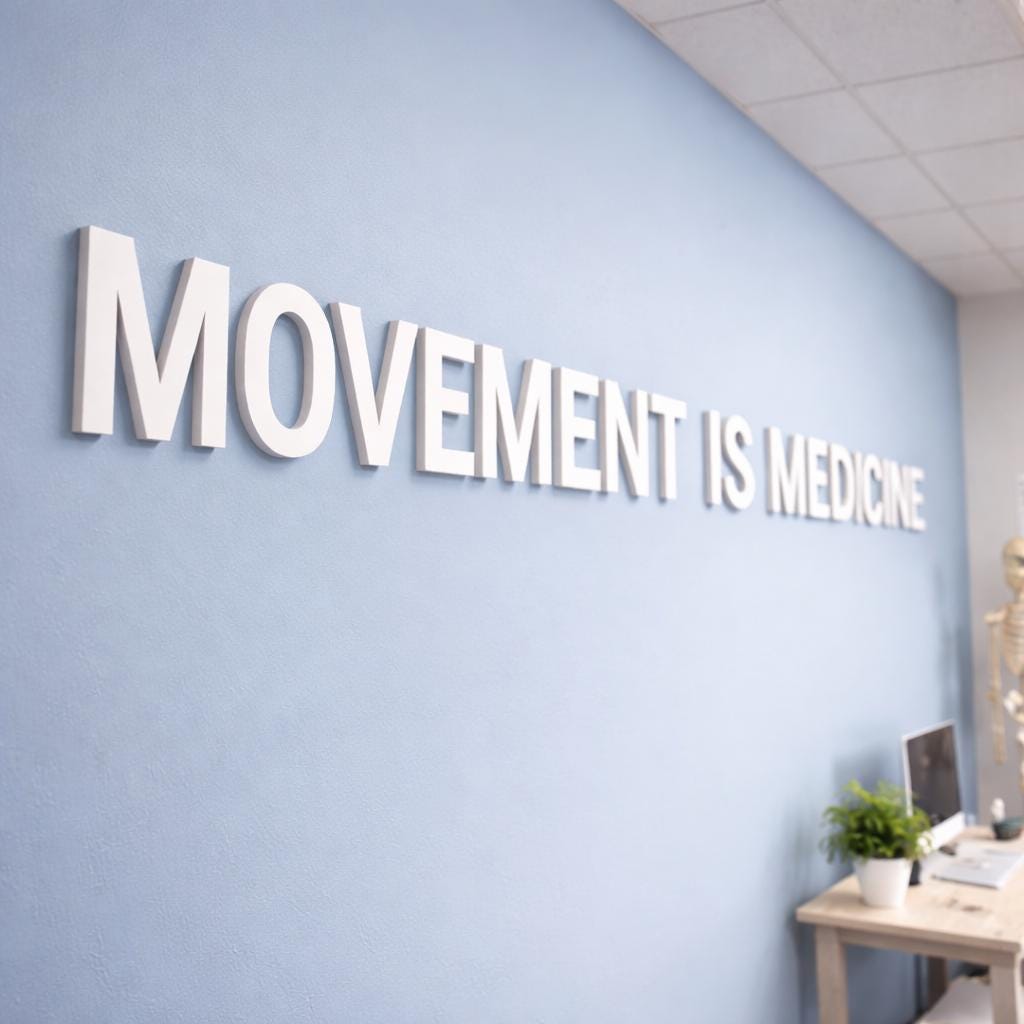 Movement Is Medicine Wall Sign, 3D Gym PVC Letters, Physiotherapy Decor, Fitness Studio Sign, Rehab Clinic Quote