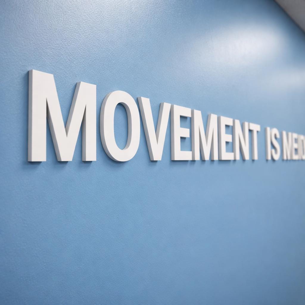 Movement Is Medicine Wall Sign, 3D Gym PVC Letters, Physiotherapy Decor, Fitness Studio Sign, Rehab Clinic Quote