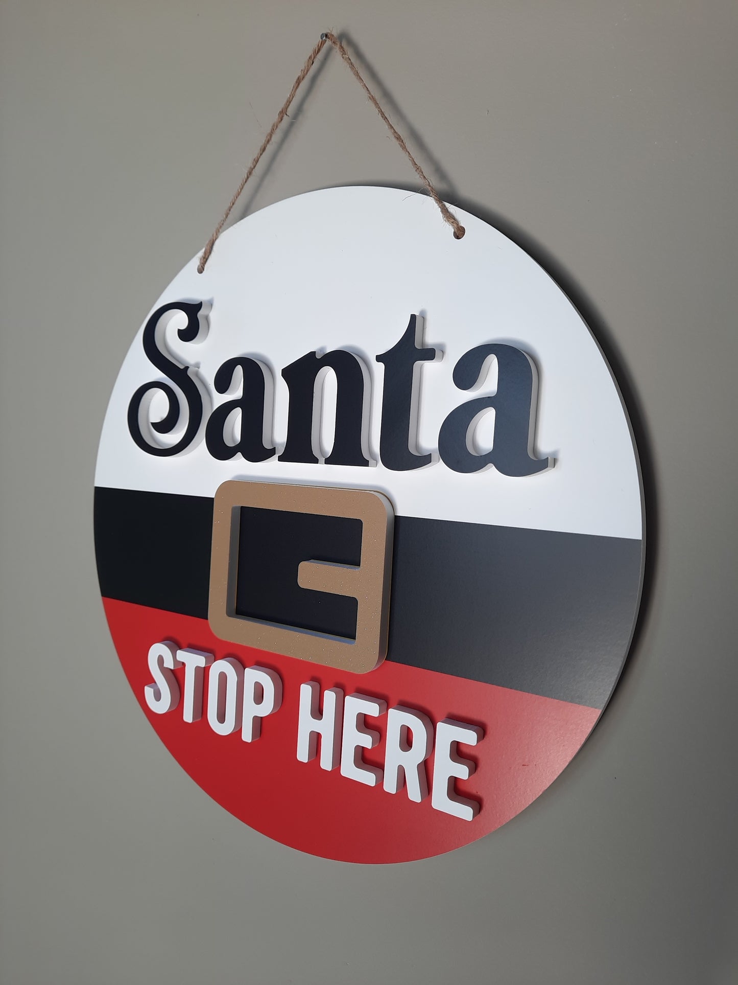 Santa Stop Here - Round Door Sign