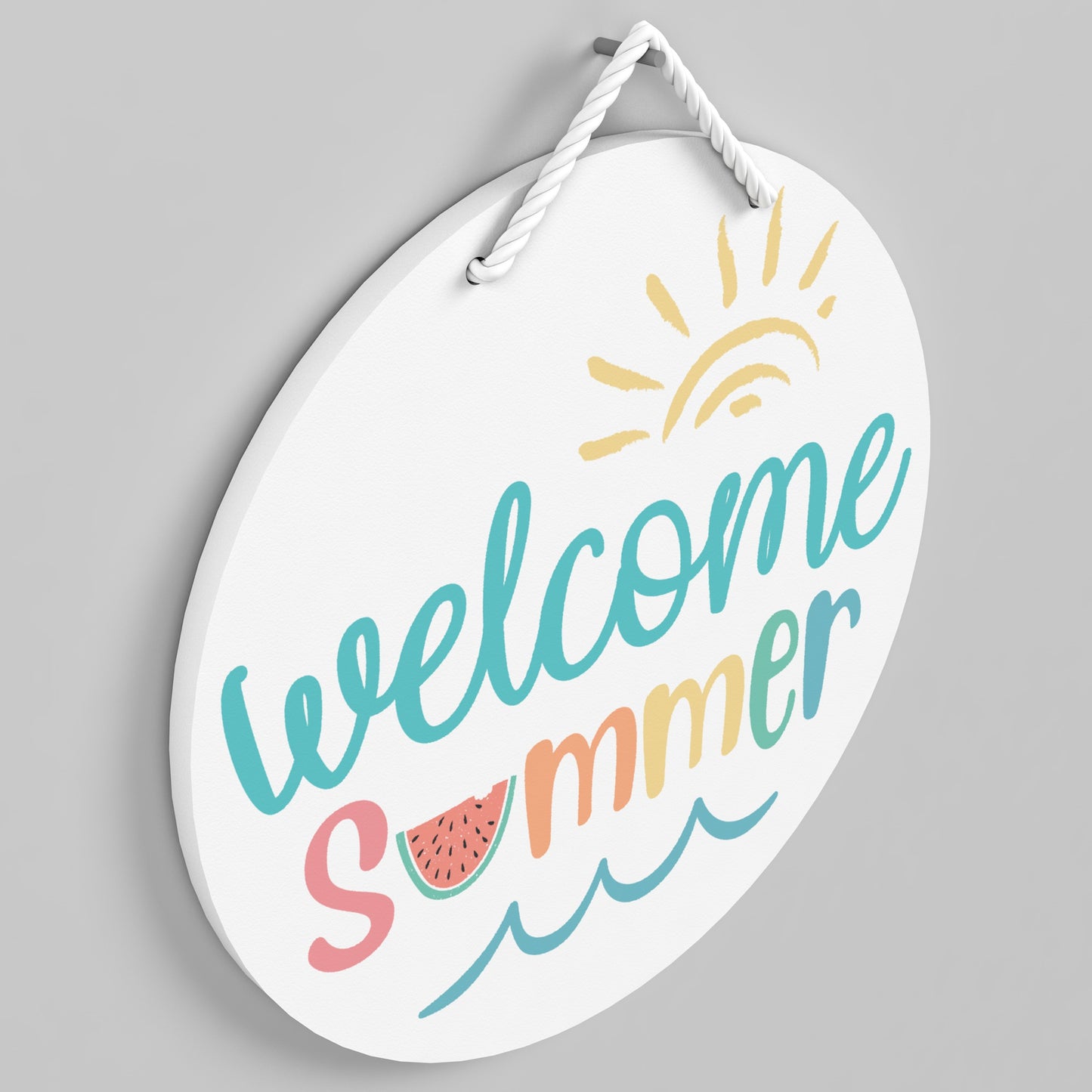 Welcome Summer Door Hanger Sign, Outdoor Gate or Porch Sign