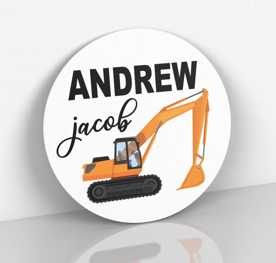 Construction Themed Name Sign - Personalized Name Sign for Kids Bedroom Decor