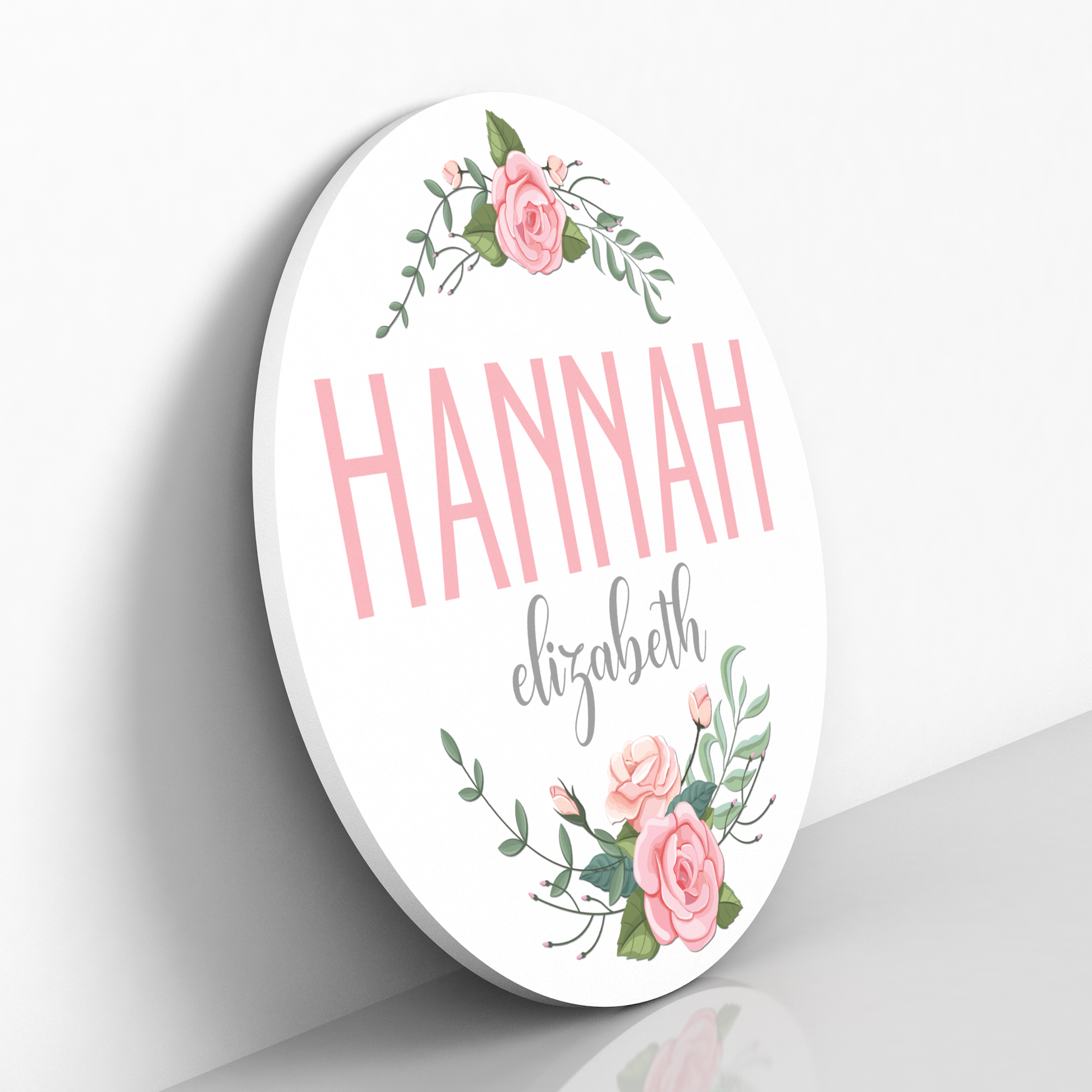 Nursery Name Sign for Girl Floral- Round Floral Name Sign