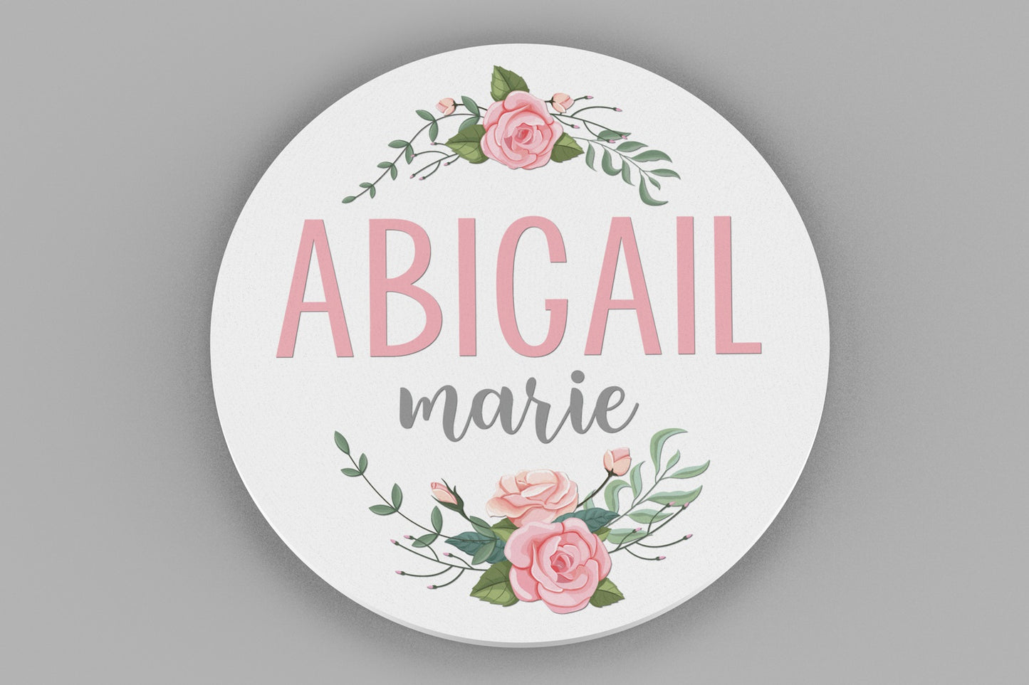Nursery Name Sign for Girl Floral- Round Floral Name Sign