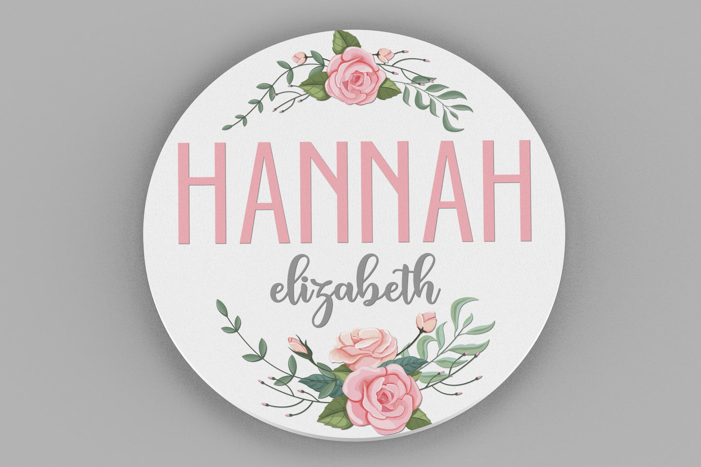 Nursery Name Sign for Girl Floral- Round Floral Name Sign