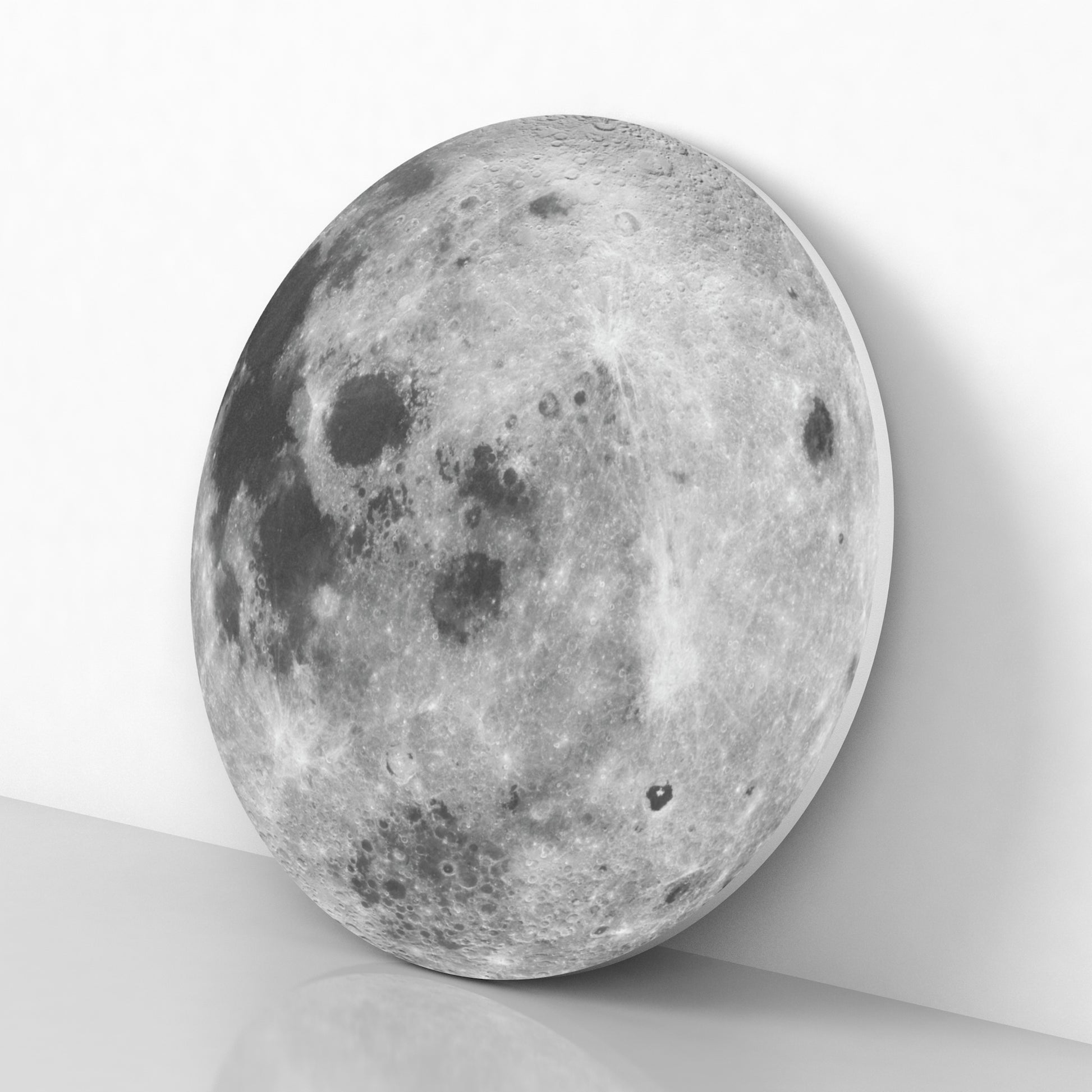 Close-up of realistic full moon wall art showing detailed craters and textured lunar surface