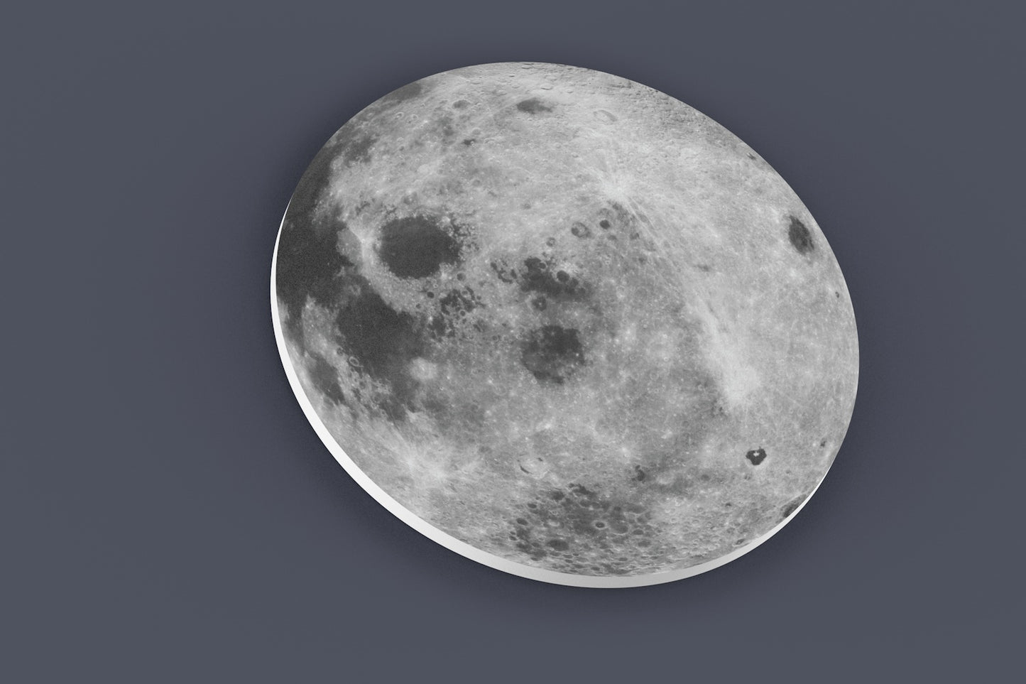 Close-up of realistic full moon wall art showing detailed craters and textured lunar surface.  Made from PVC