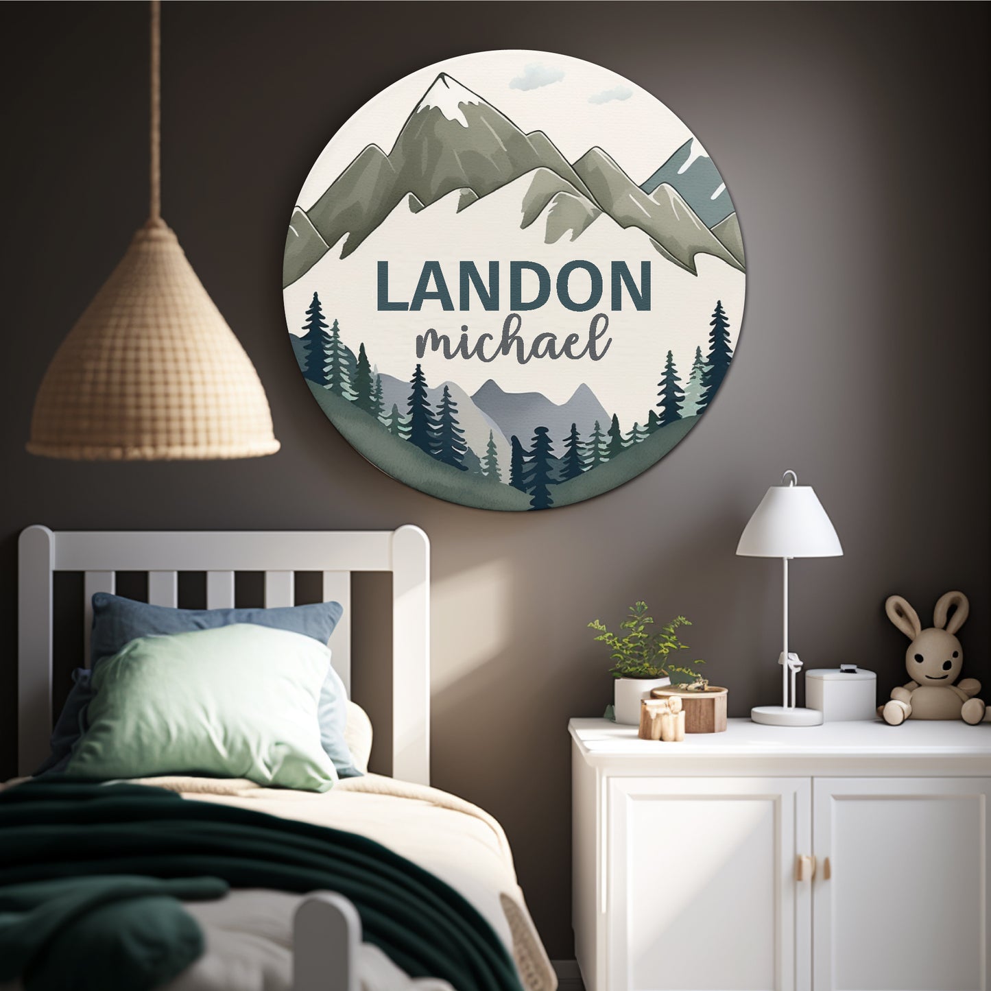 Woodland Nursery Name Sign - Mountain Nursery Decor - Personalized Name Sign for Kids and Babys
