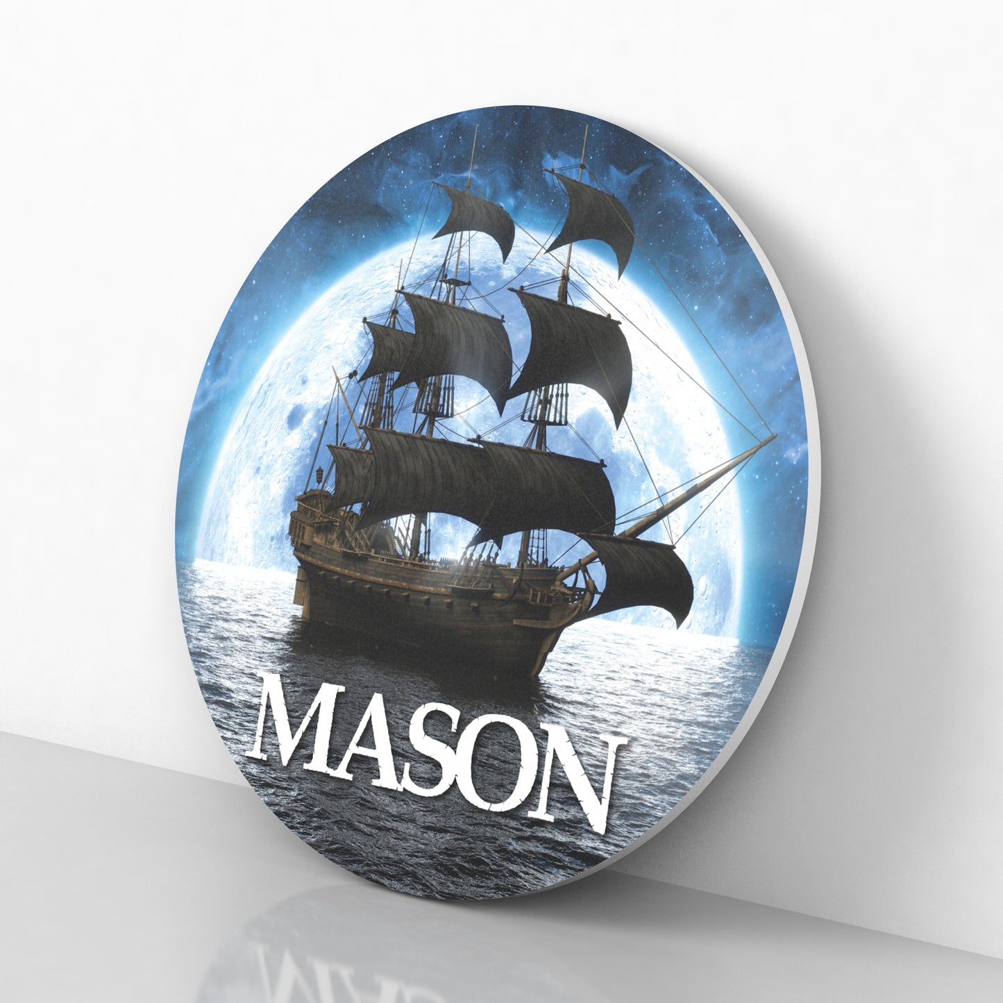 Round Personalized Pirate Themed Name Sign For Kids
