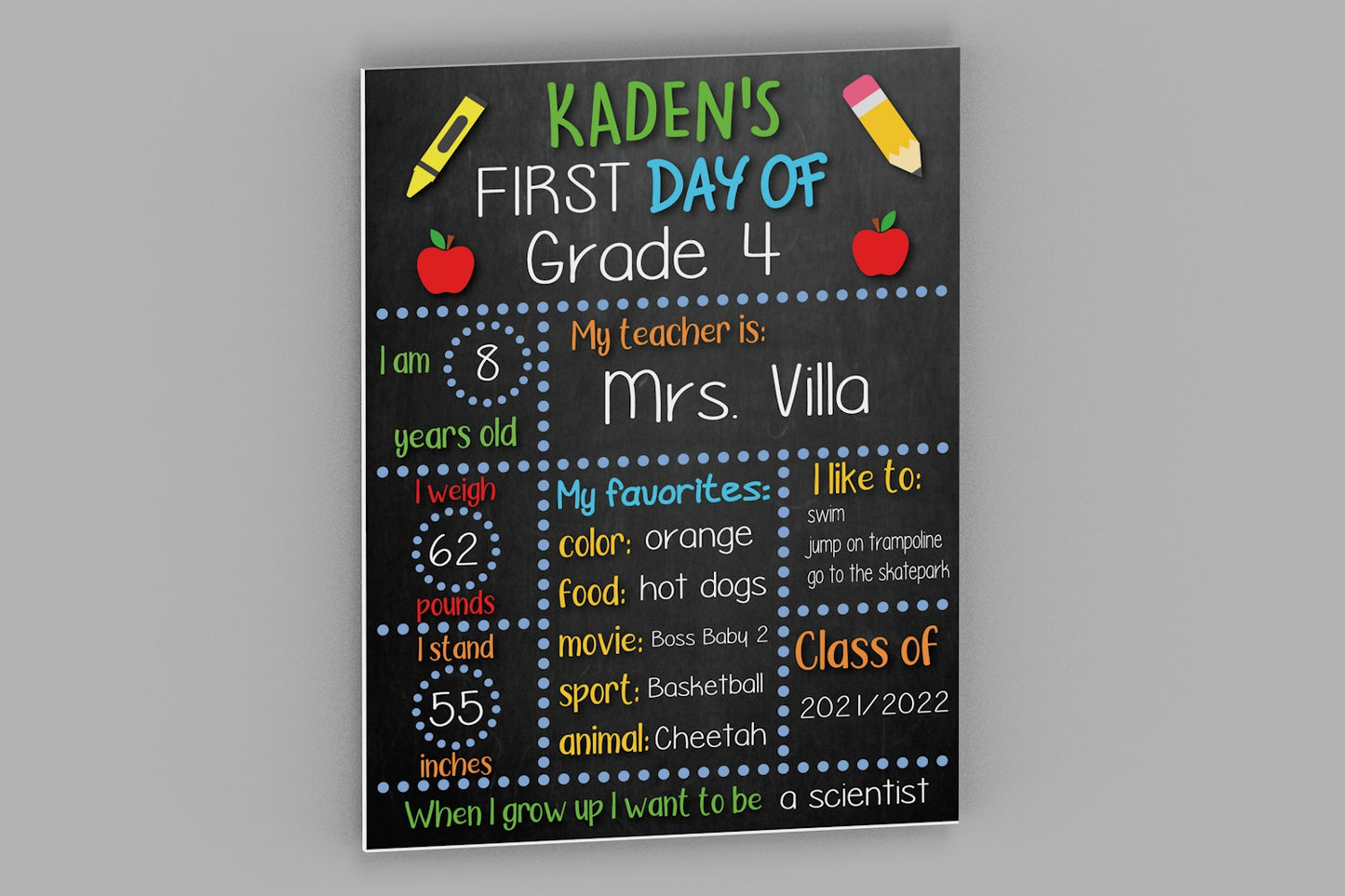 Personalized School Boards - First and Last Day Memory Sign