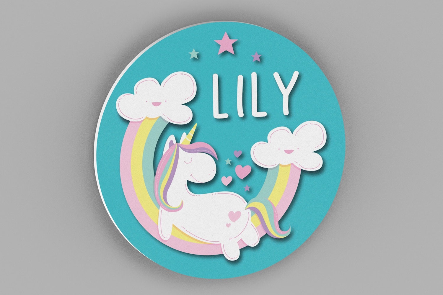 Round Personalized Unicorn and Rainbow Name Sign for Girls Bedroom Decor - Personalized Gift for Girls