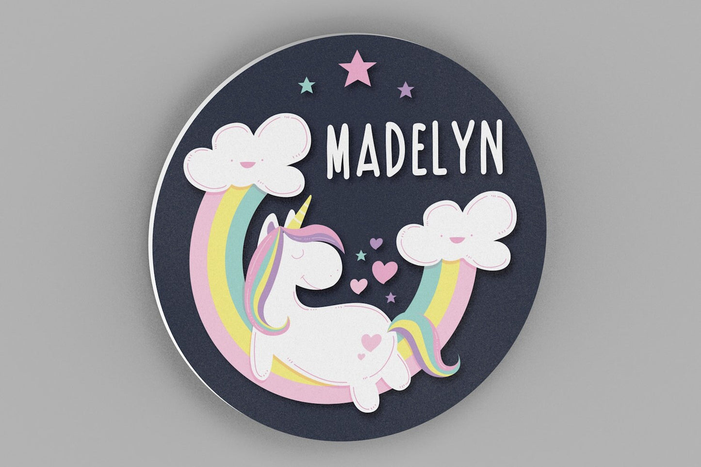 Unicorn Wall Decor, First Birthday Gift, Round Personalized Name Sign, Baby Girl Nursery Decor, New Baby Gift, Baby Shower Gift, Baby Girl