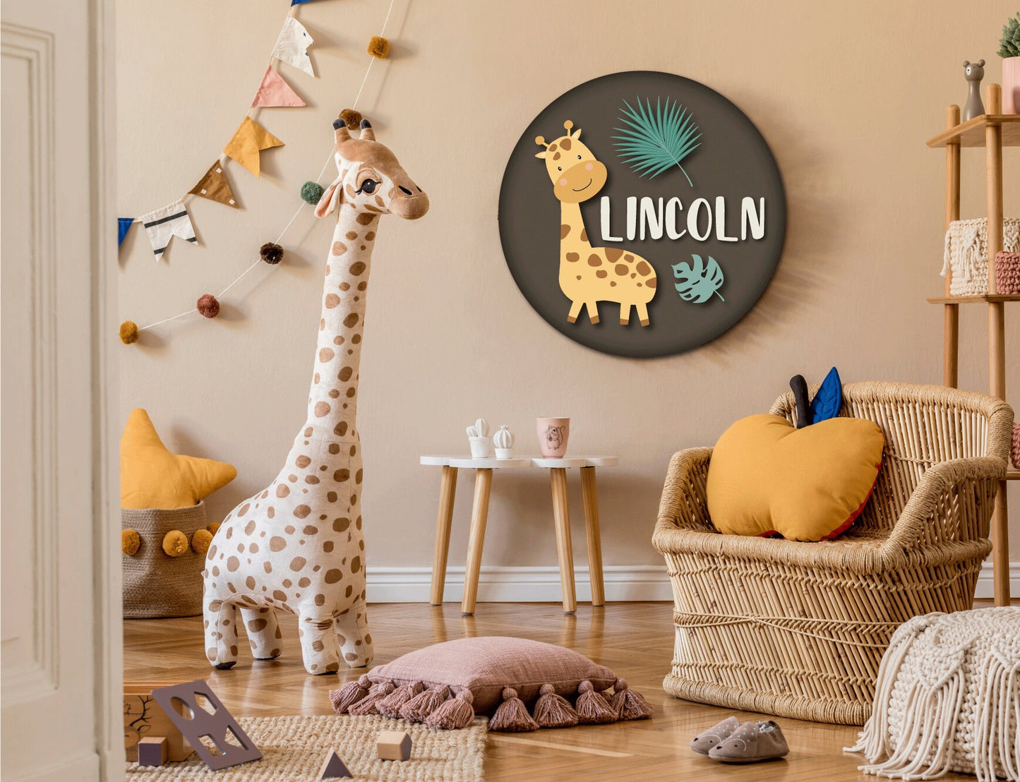 Nursery Name Sign, Giraffe Nursery Wall Decor, Nursery Wall Art, Jungle Theme